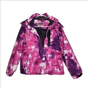 Wulful Waterproof Snow Ski Jacket Purple Pink Watercolor Print Womens Size Small